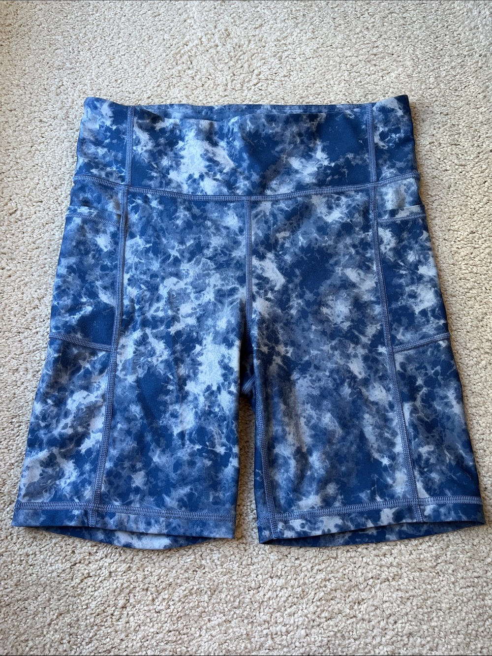 GAP Blue Tie-Dye High-Rise Bike Shorts Size Small